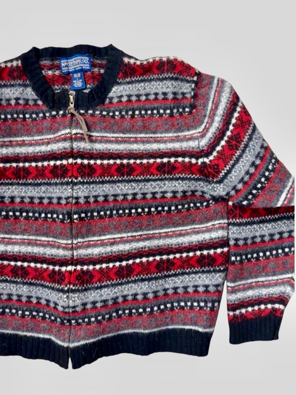 VINTAGE 100% WOOL ZIP SWEATER / CARDIGAN NEWTON TRADING CO.